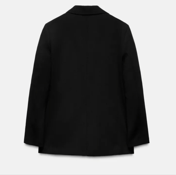 Zara Black Mid Lenght Lapel Collar Basic Blazer Jacket Size Small - Picture 4 of 16